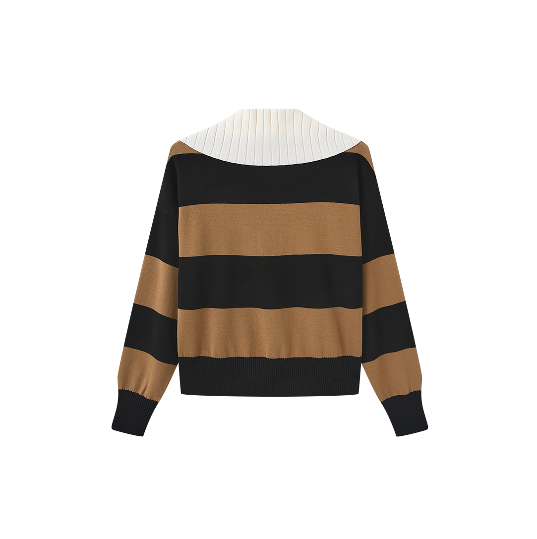 Stripe Contrast Collar Knit Sweater