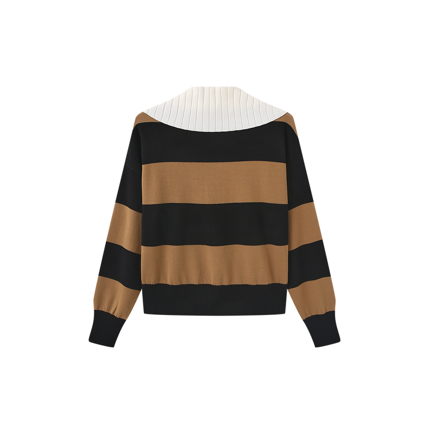 Stripe Contrast Collar Knit Sweater