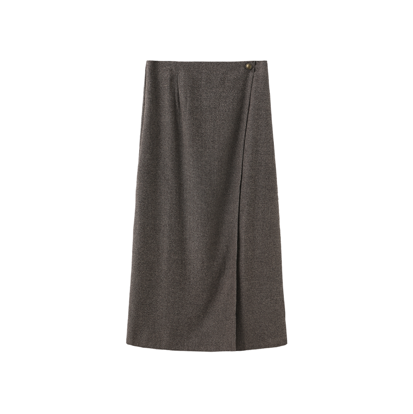 Marion Wool Herringbone Wrap Skirt
