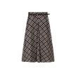 Kick Pleat Plaid Belted Skirt