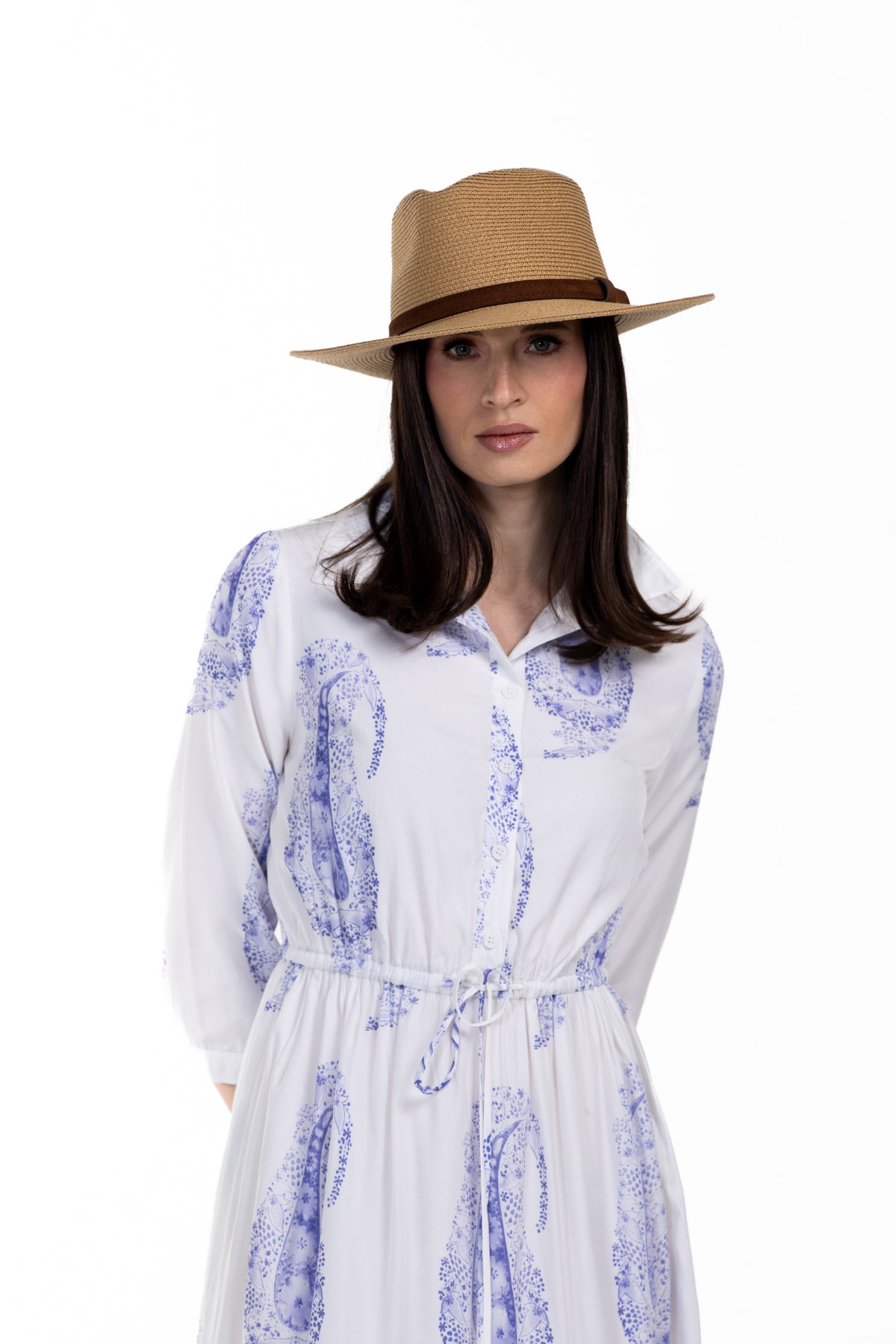 Waisted Printed Maxi Dress