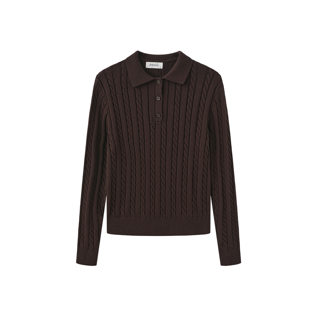Cable Knit Polo Sweater
