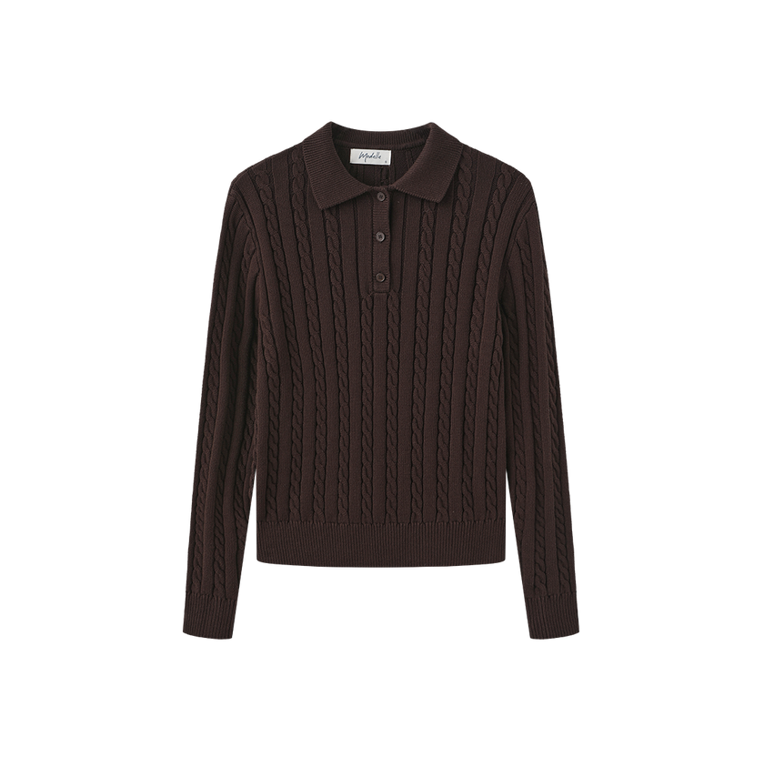 Cable Knit Polo Sweater