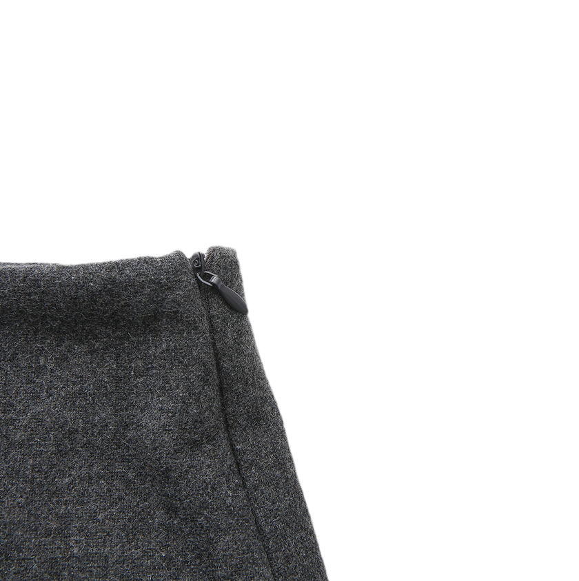 Side Pleat Wool Skirt