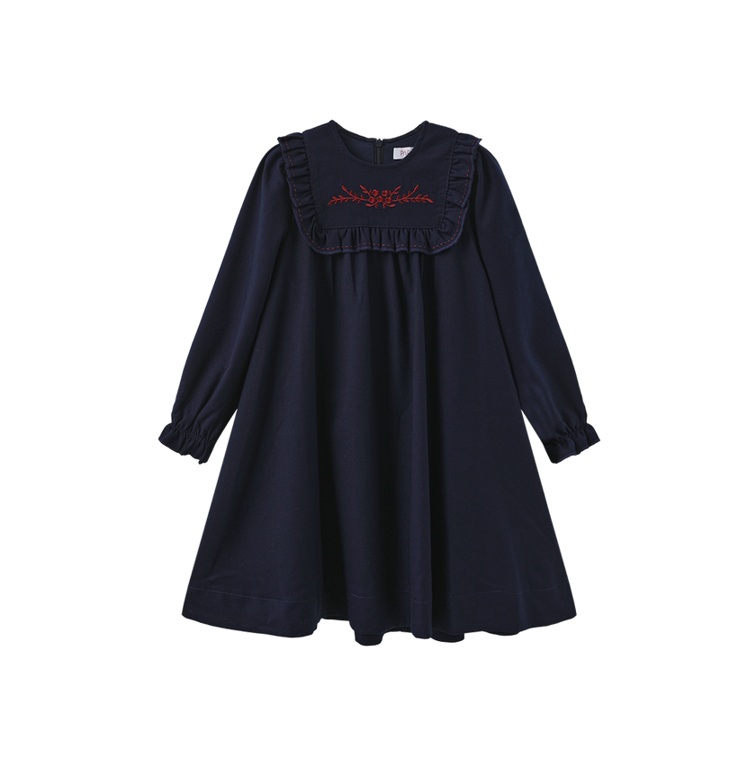Pilro Wool Embroidered Bib Dress
