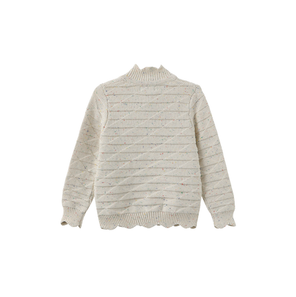 Marled Knit Scallop Trim Sweater