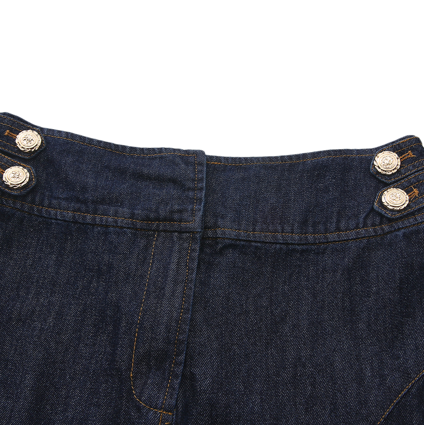 Double Button Denim Skirt