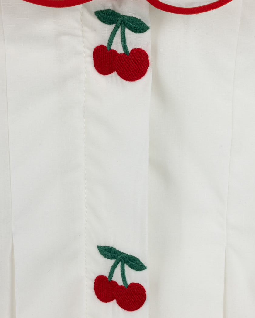 Tessa Embroidered Cherry Pleated Blouse