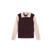 Pez Pointelle Contrast Knit Collared Sweater
