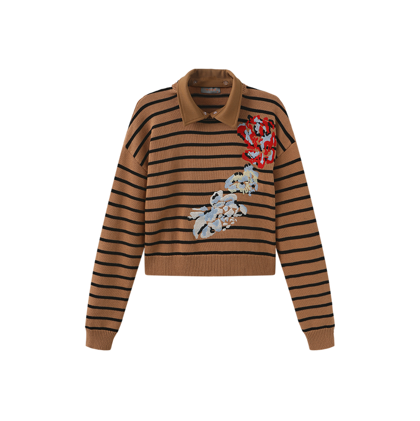 Collar Detailed Flower Sweater