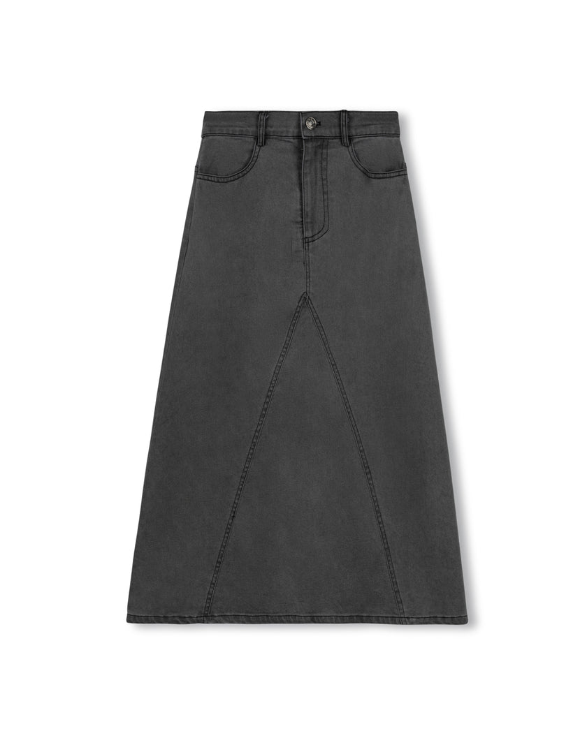 Pocket V Seam Denim Skirt