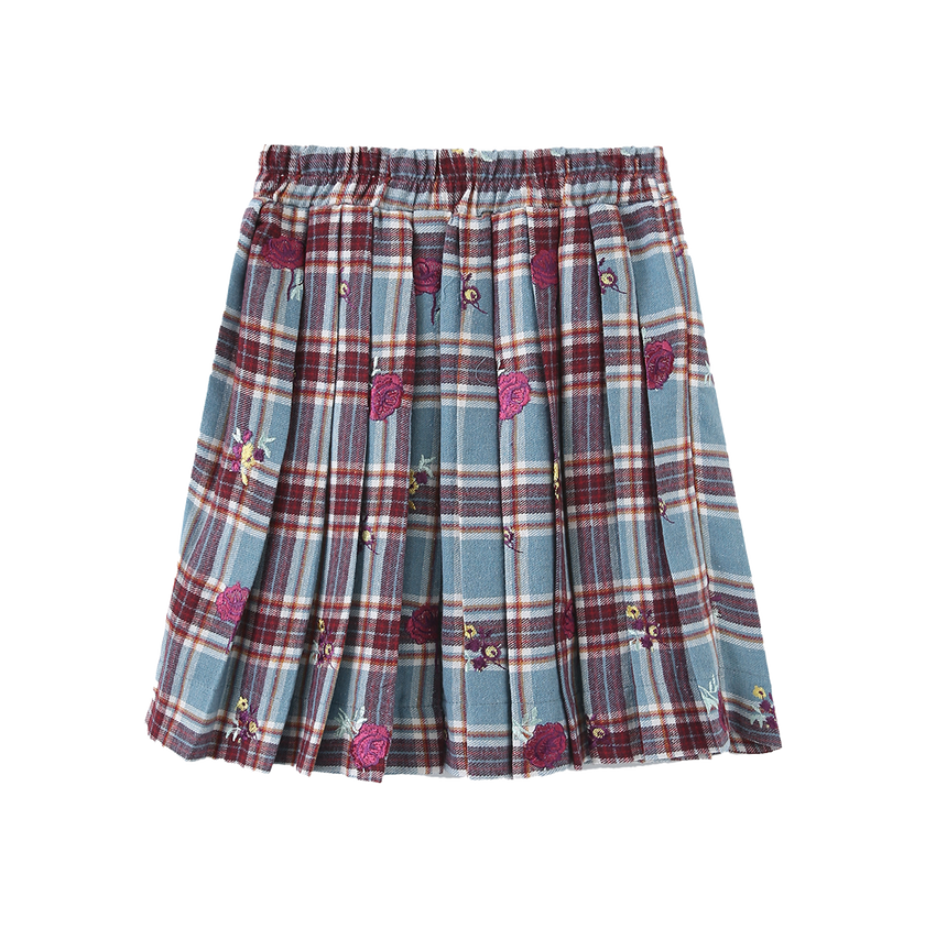 Jerry Plaid Floral Skirt