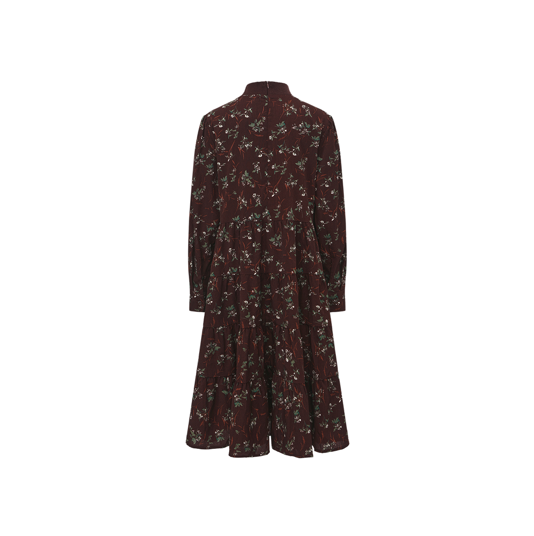 Leaf Printed Tiered Dress