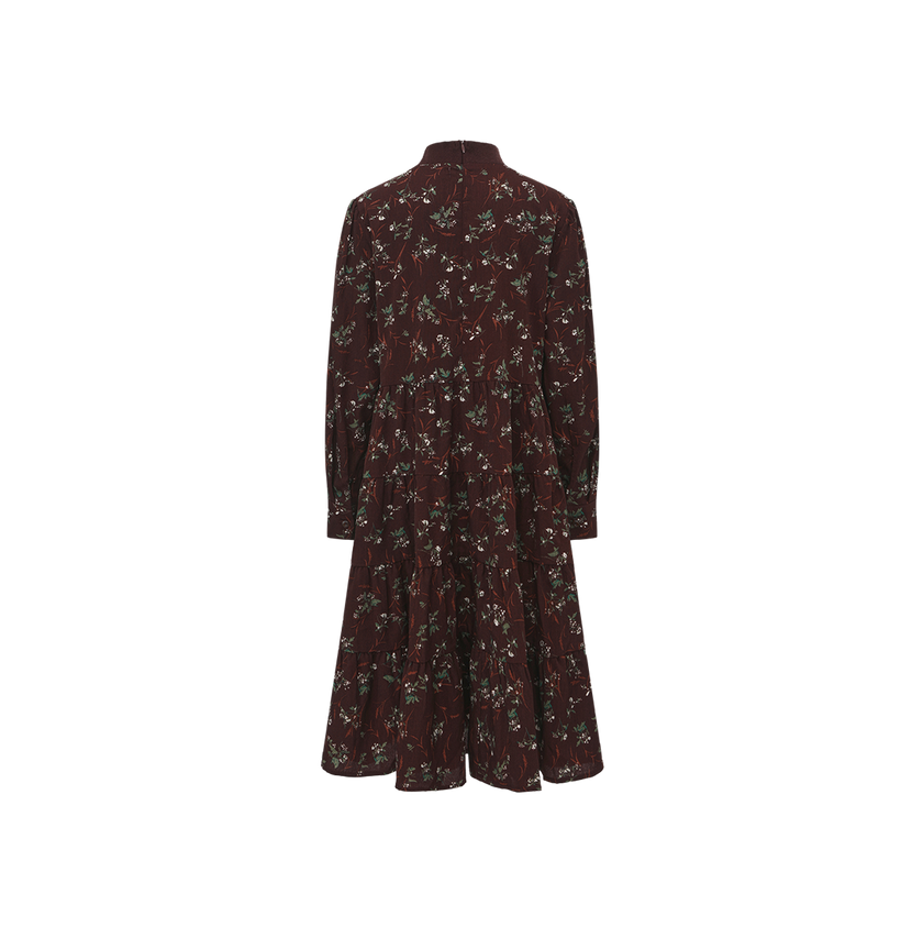 Leaf Printed Tiered Dress
