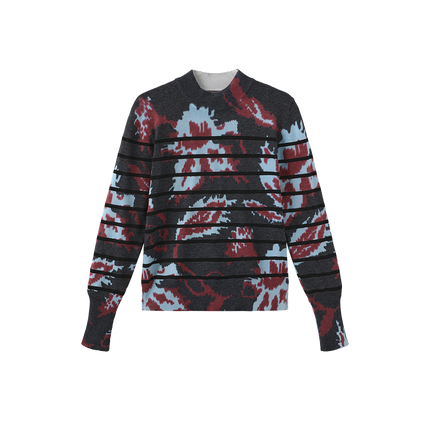 Striped  Floral Crewneck Sweater
