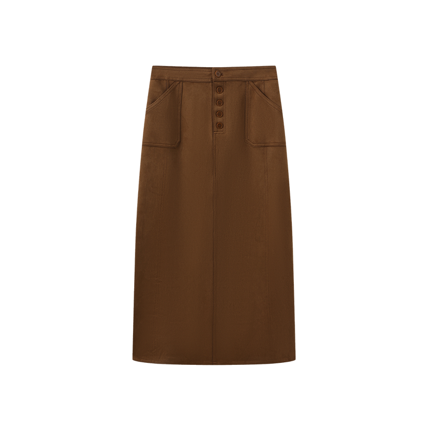 Suede Straight Skirt