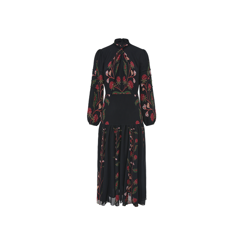 Berry Garden Black Dress