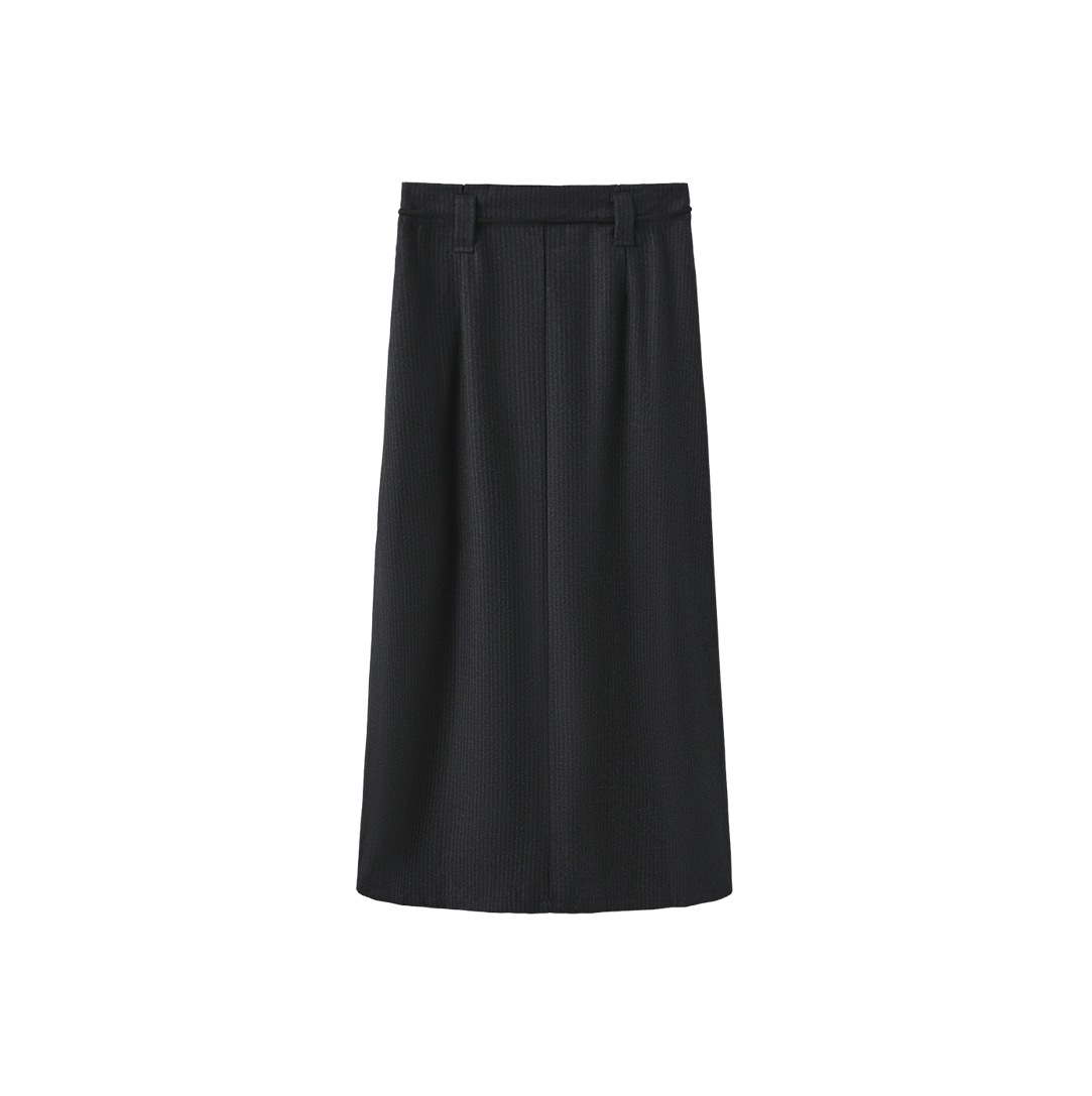 Pinstripe Belted Maxi Skirt