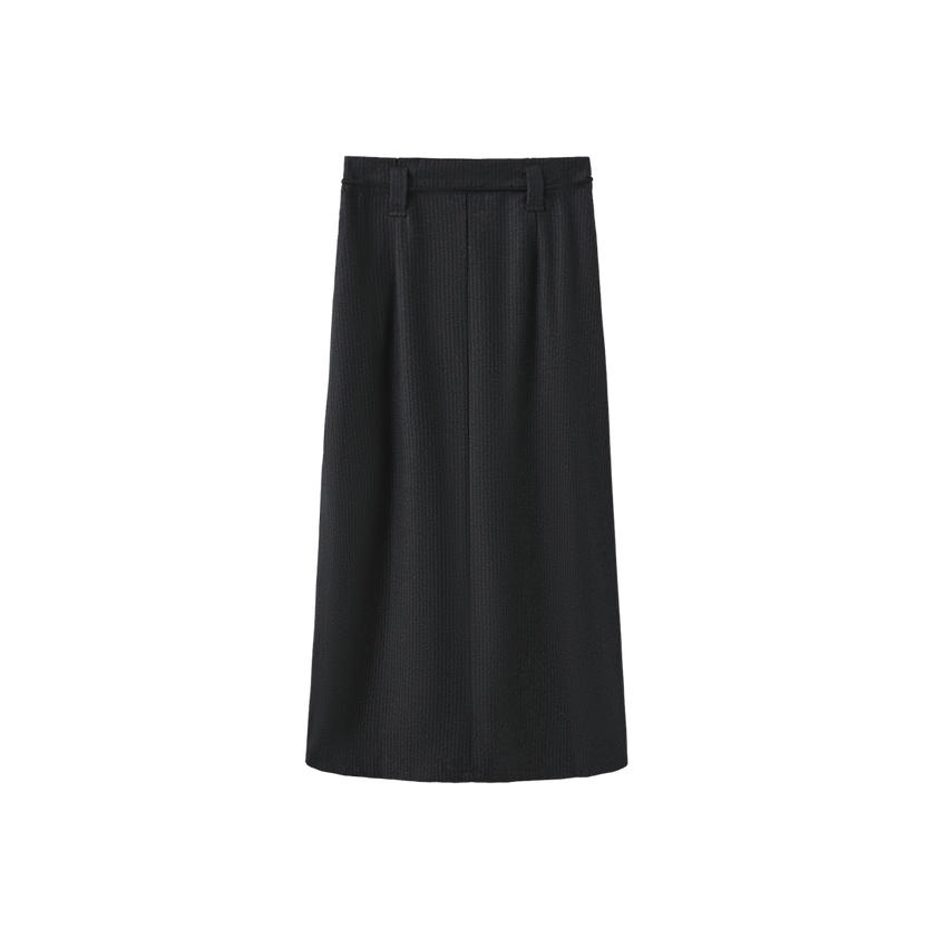 Pinstripe Belted Maxi Skirt