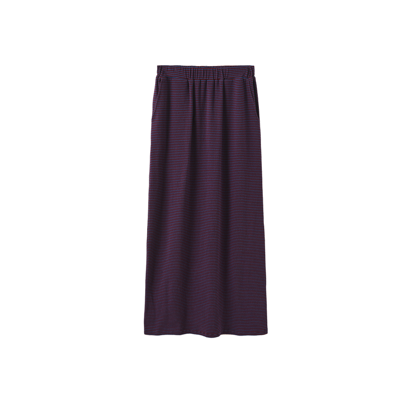Swan Stripe Elastic Maxi Skirt