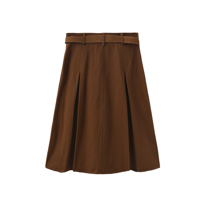 Short Pleated Denim Skirt