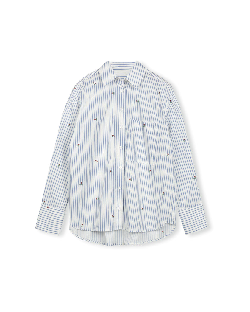 Embroidered Stripe Blouse