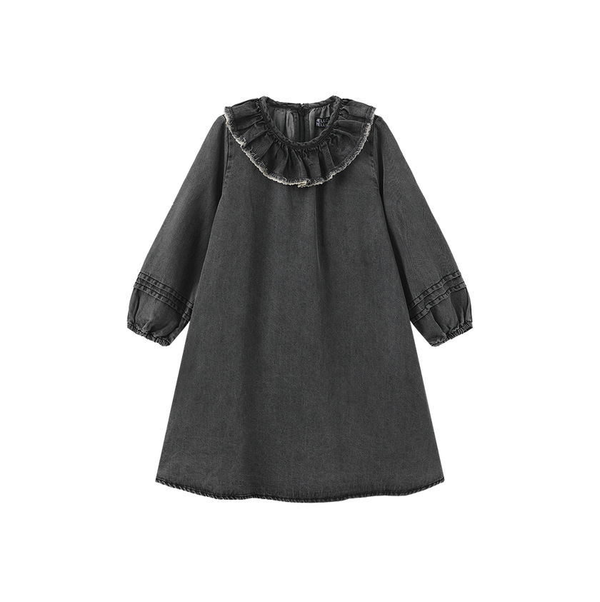 Denim Ruffle Collar Dress