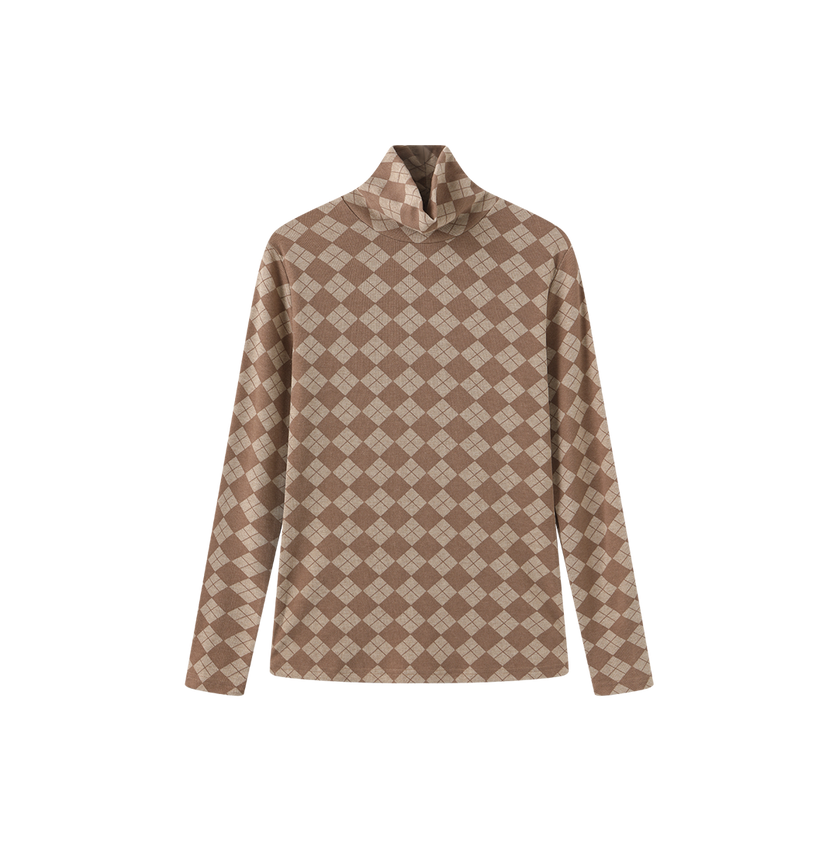 Argyle Print Turtleneck