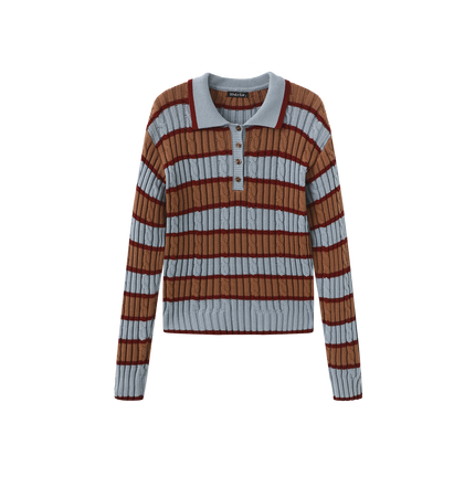 Stripe Knit Polo Shirt