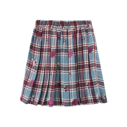Jerry Plaid Floral Skirt