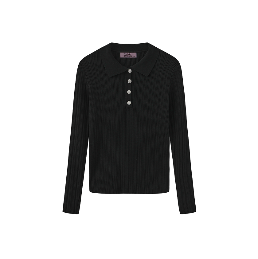 Mica Ribbed Knit Ruffle Collar Sweater
