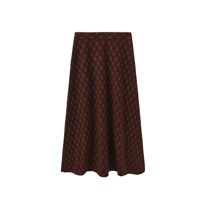 Belted Plaid Wool Skirt