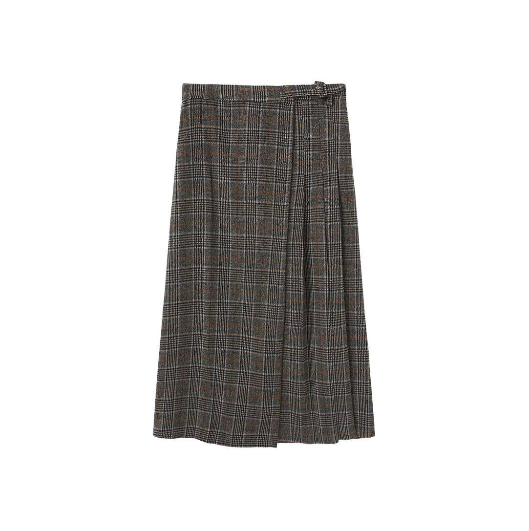 Plaid Buckle Skirt