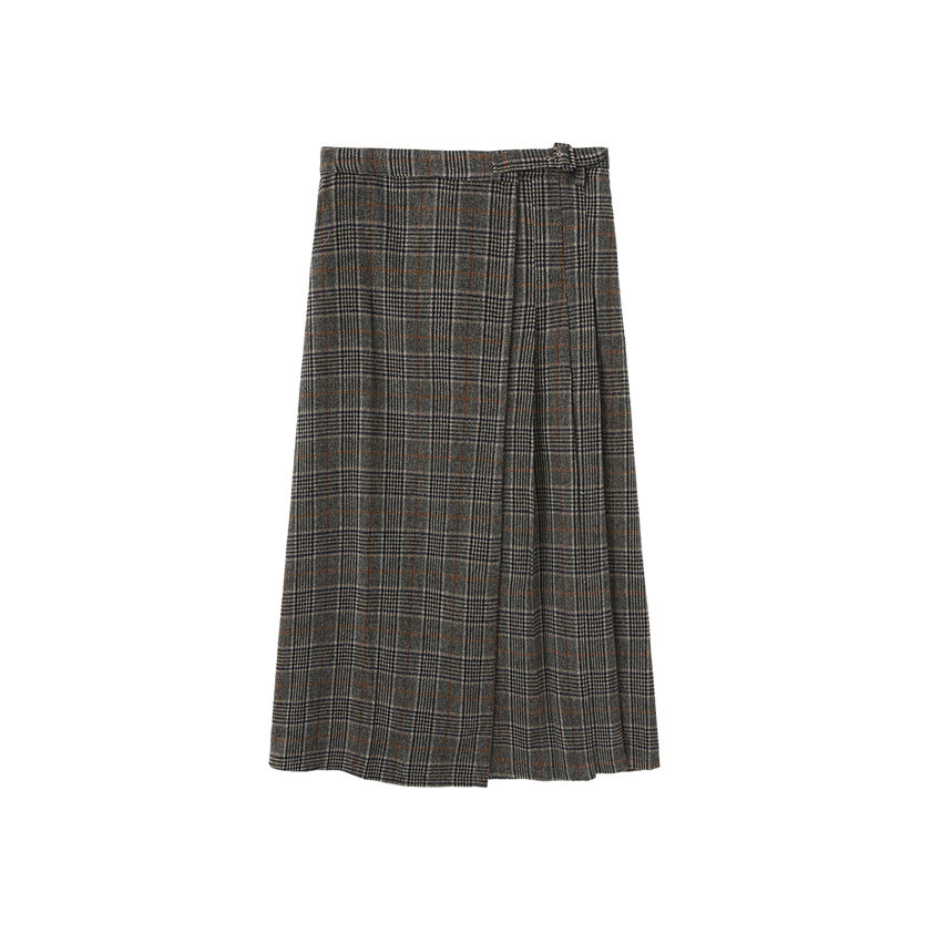 Plaid Buckle Skirt