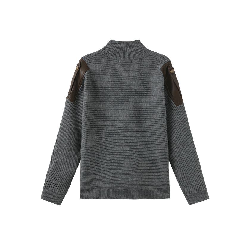 Leather Patch Sweater
