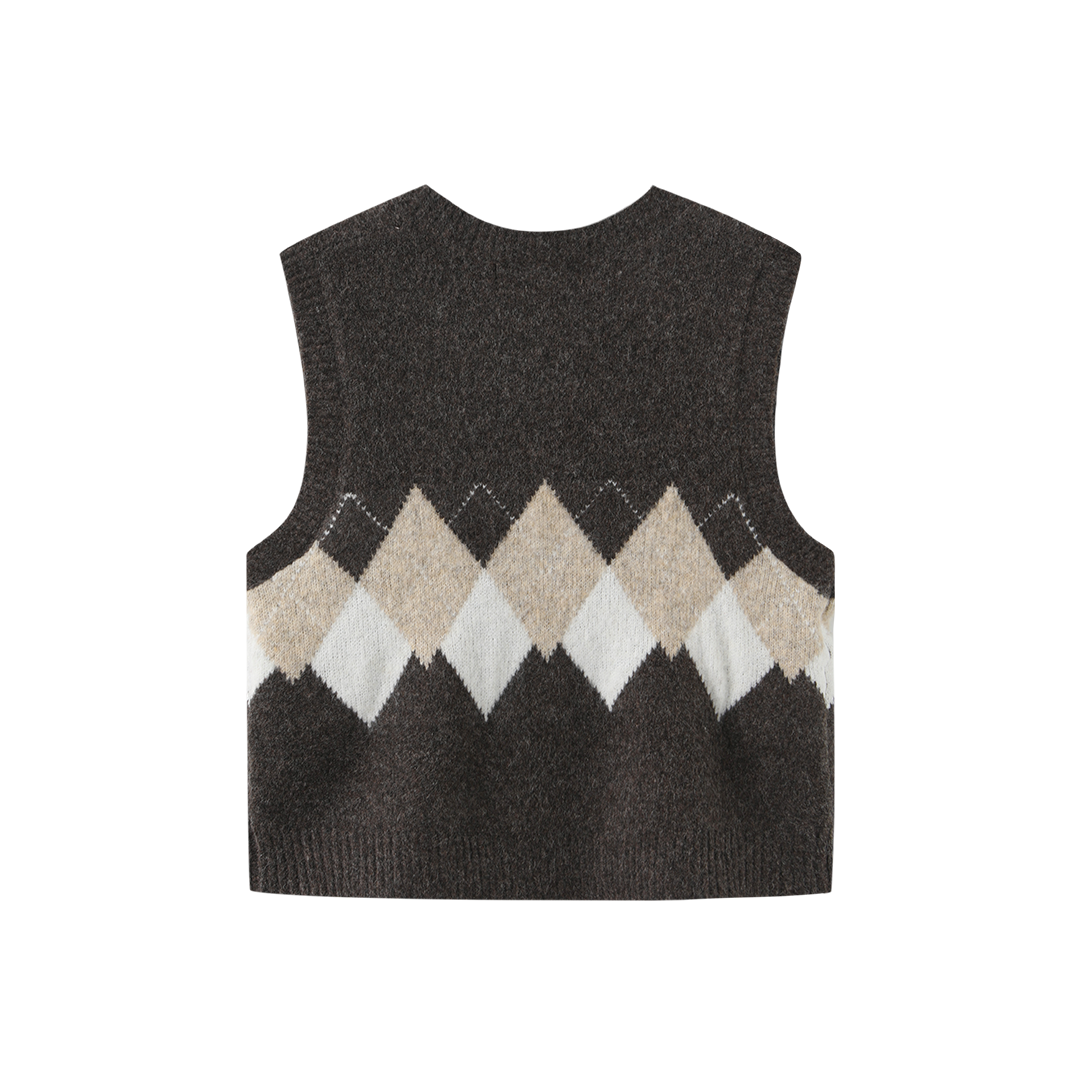 Knit Argyle Vest