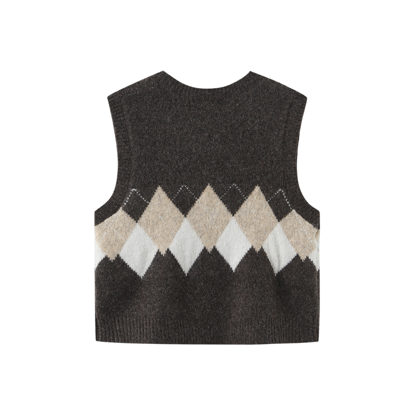 Knit Argyle Vest