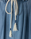 Rope Belt Denim Pleat Skirt