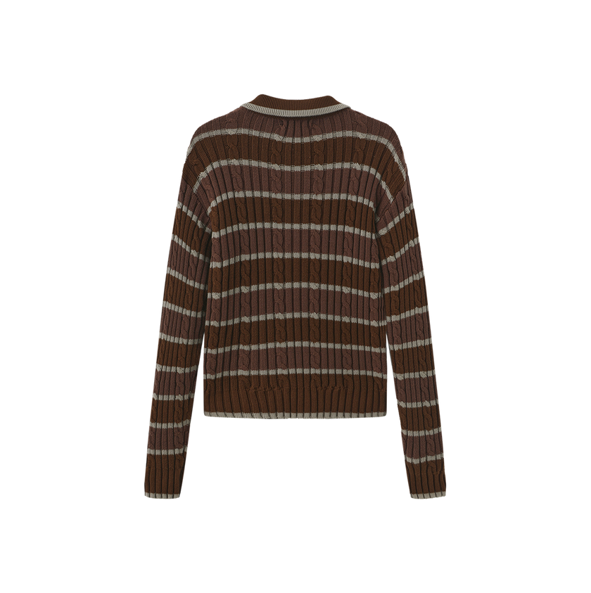 Stripe Knit Polo Shirt
