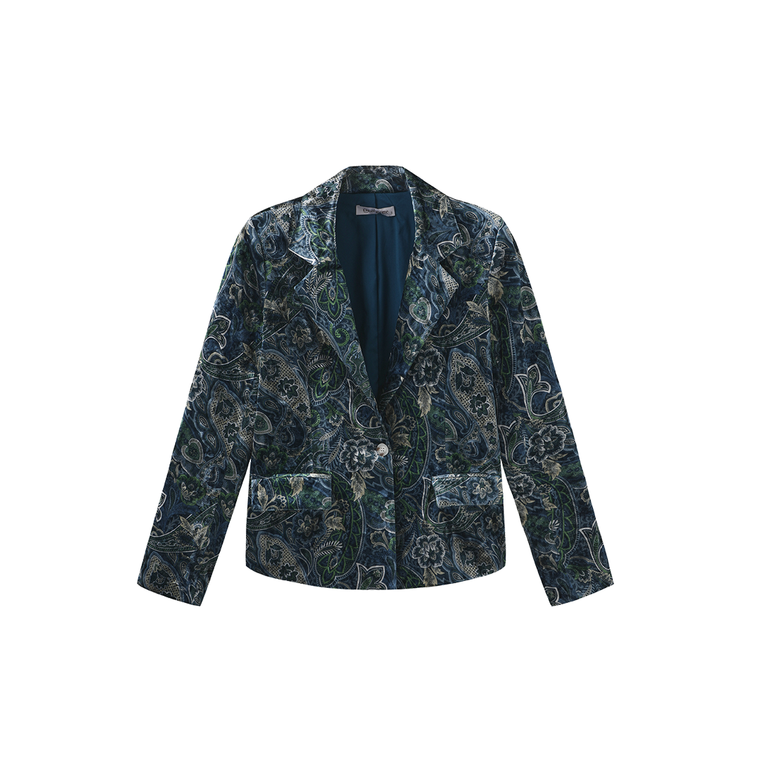 Lena Velvet Single Button Blazer