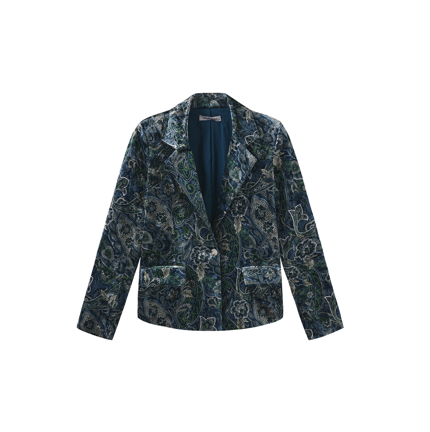 Lena Velvet Single Button Blazer