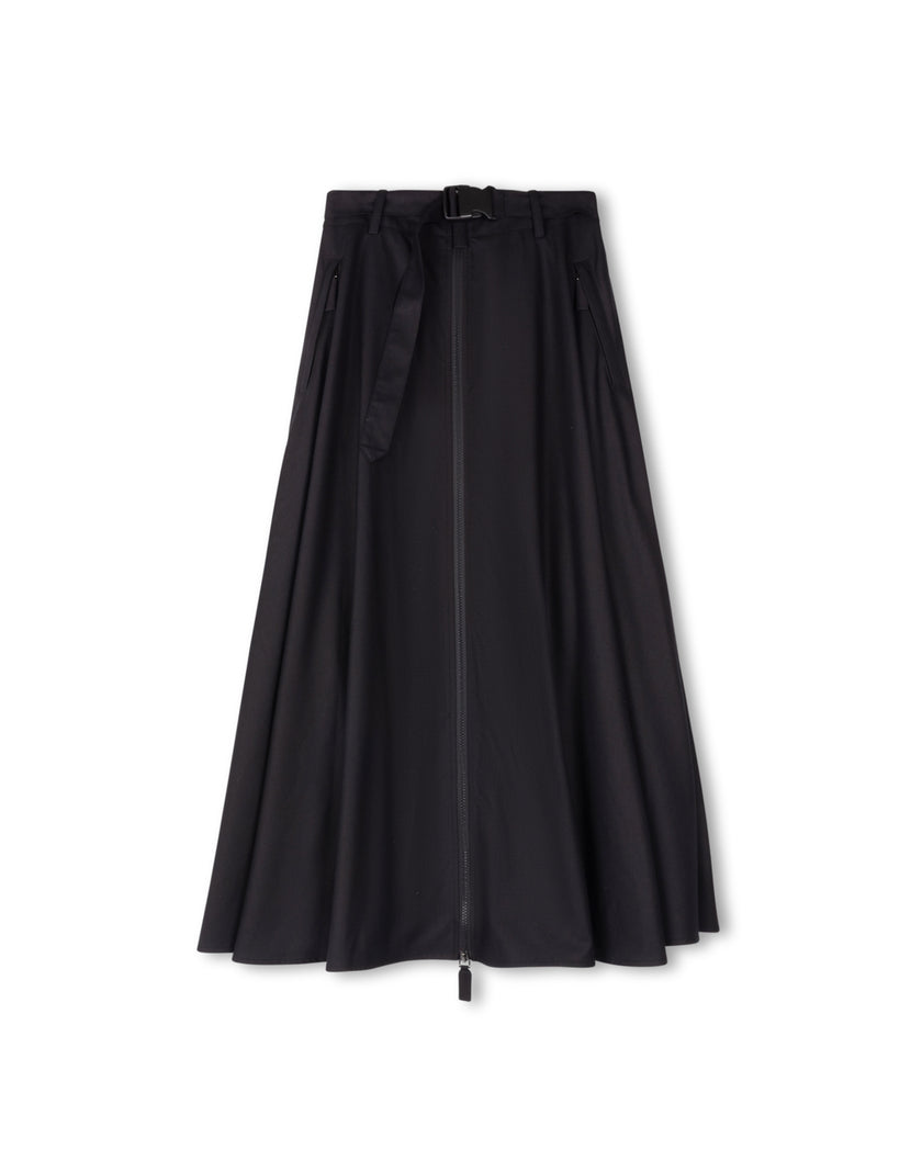 Wool Zipper Buckle Down Skirt