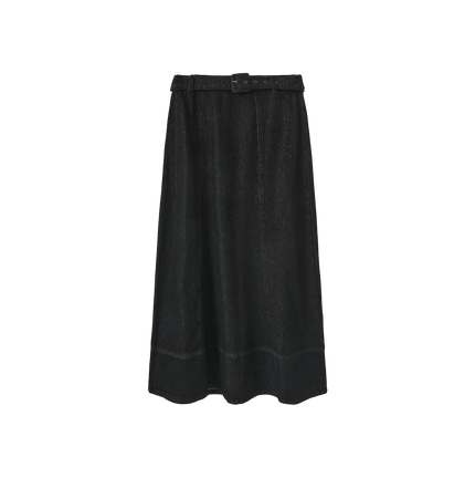 Belted Denim  Stitch Skirt