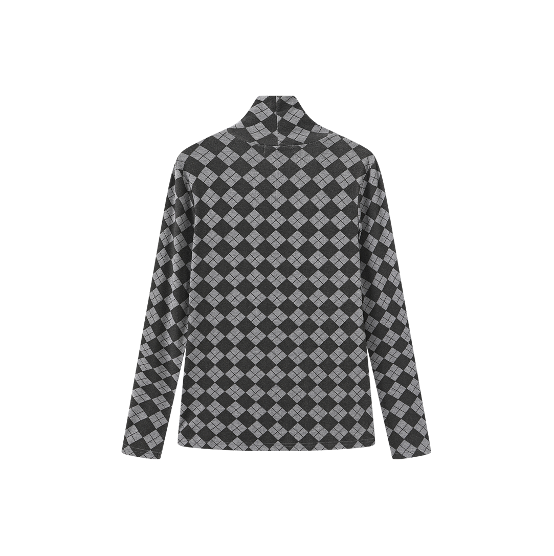 Argyle Print Turtleneck