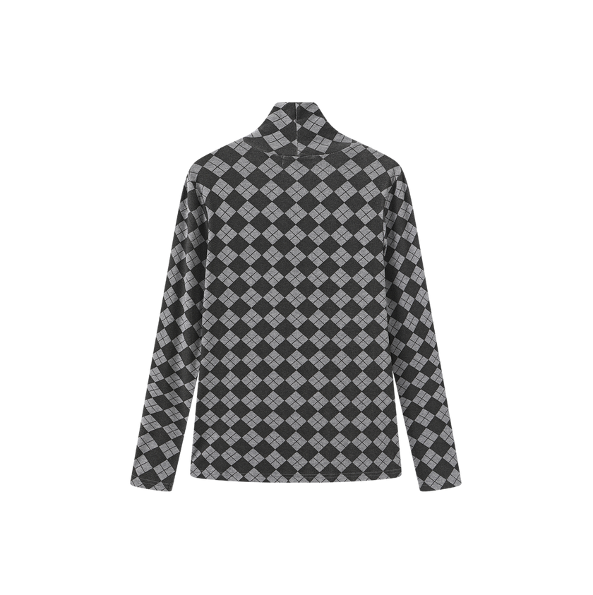 Argyle Print Turtleneck