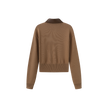 Leather Collar Knit Zip Sweater