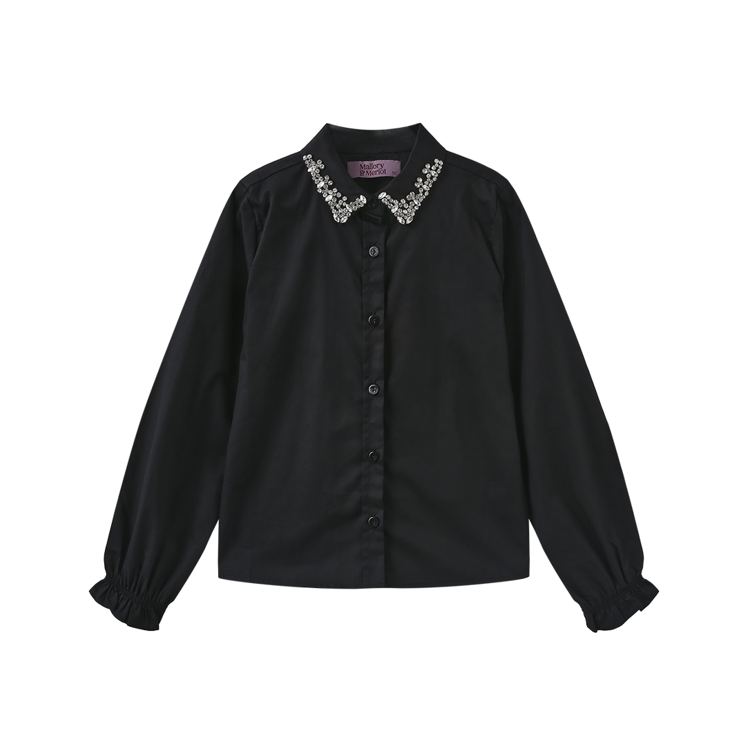 Beaded Collared Trim Blouse