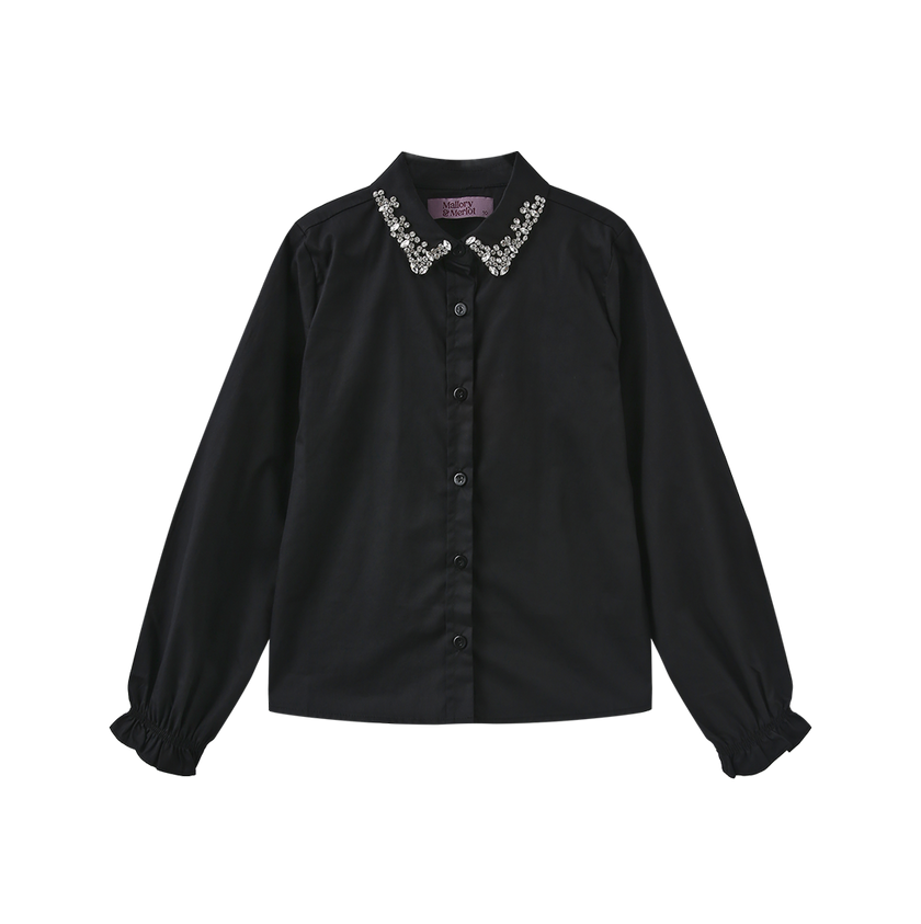 Beaded Collared Trim Blouse
