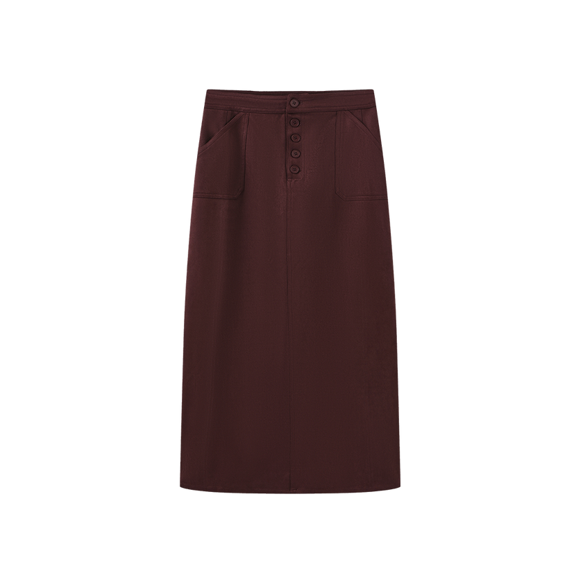 Suede Straight Skirt