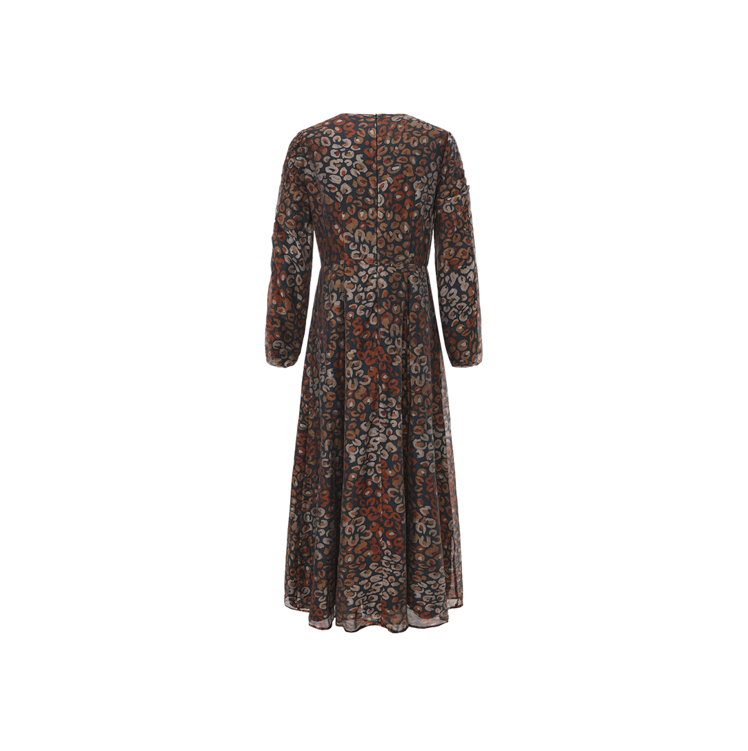 Ruched Sleeve Waisted Dress